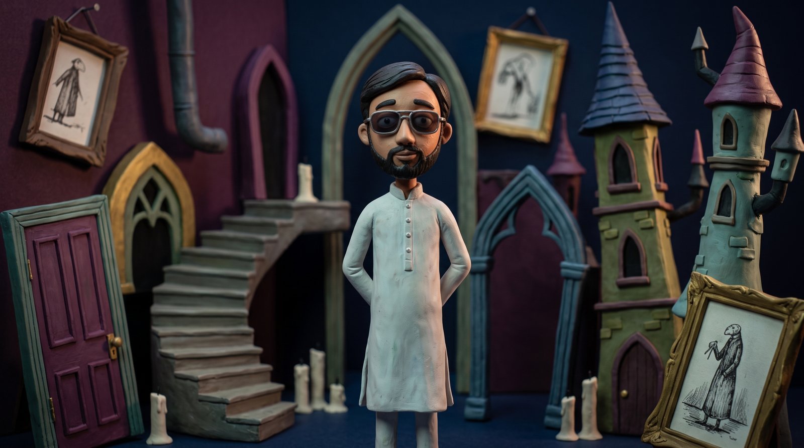 Claymation-style illustration of Abdul Rehman